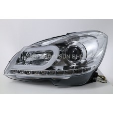 Mercedes C Class W204 12-15 Chrome Projector Headlamp w Light Bar Driving Lamp